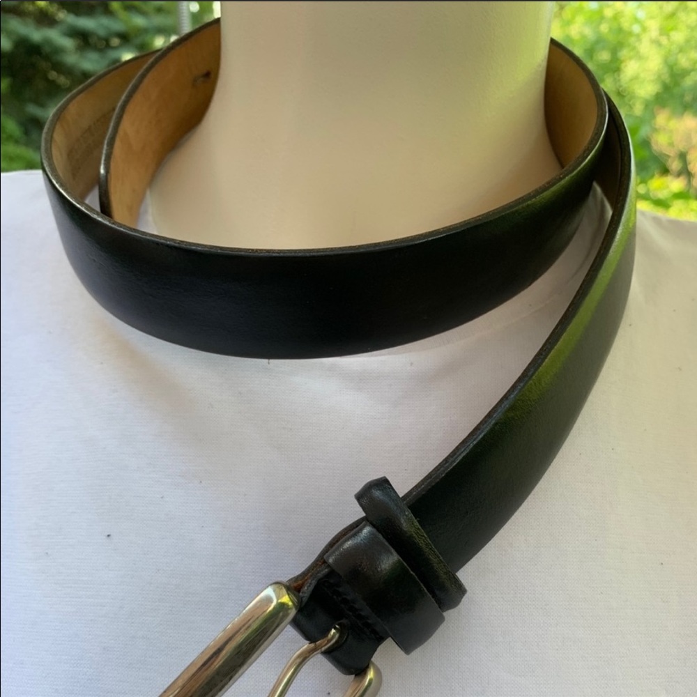 Real Leather Belt, black with  brass buckle - Picture 4 of 5